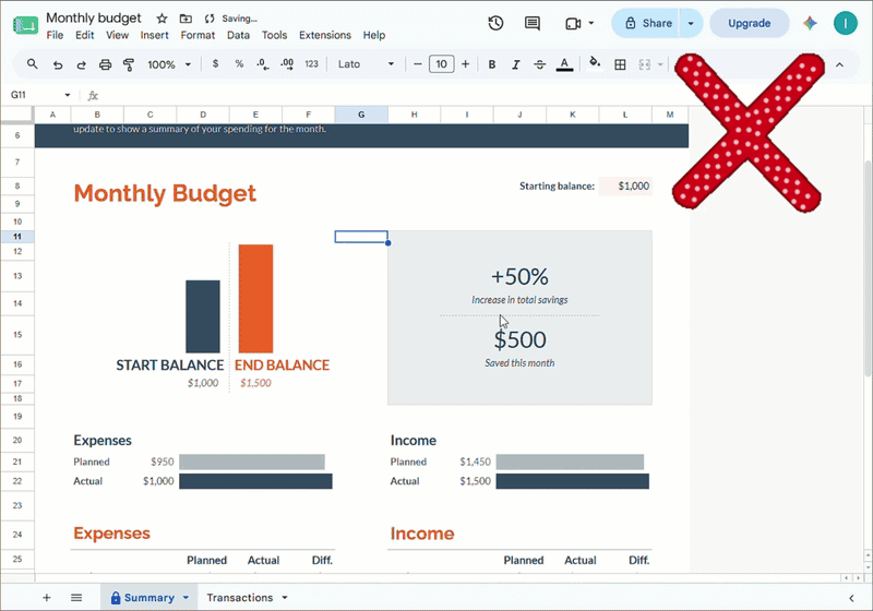 A spreadsheet being edited, with formulas breaking as cells are changed