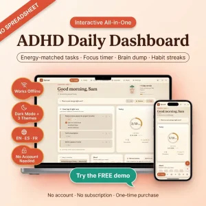 Adhd daily planner app dashboard adults