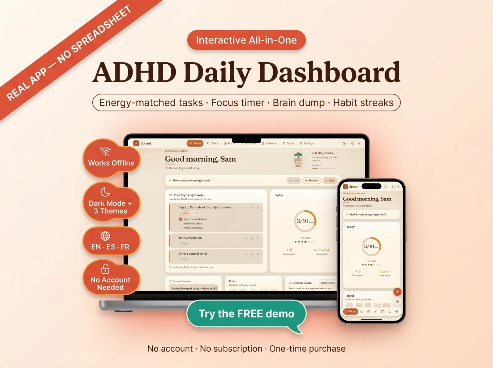 Adhd daily planner app dashboard adults