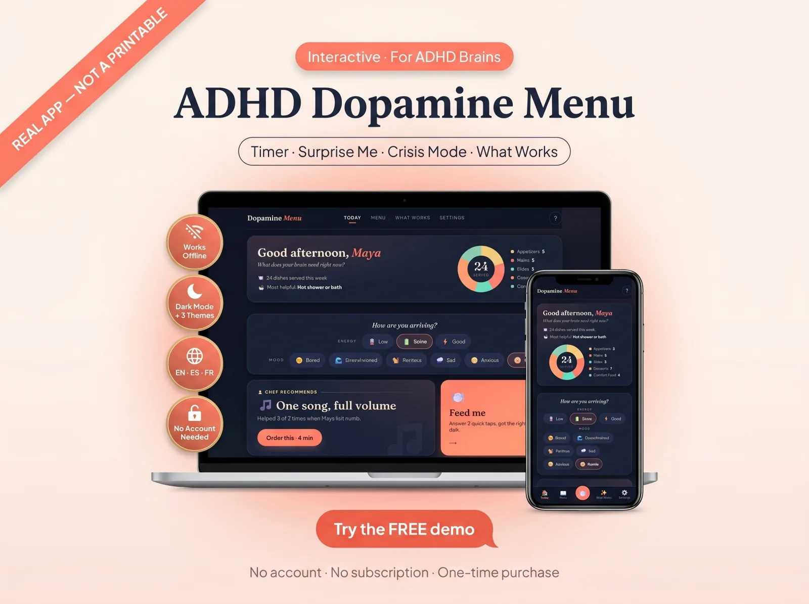 Adhd dopamine menu interactive app