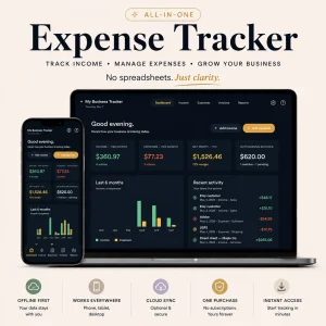 Business expense tracker app dashboard dark theme