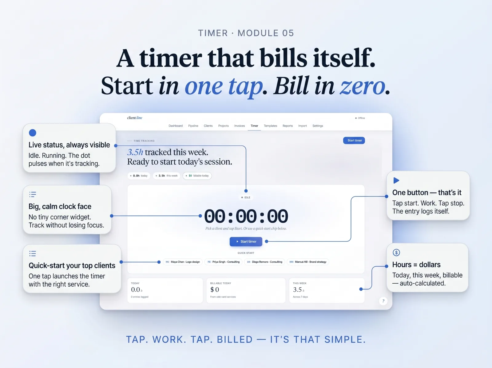 Time tracker billable hours app freelancer consultant crm