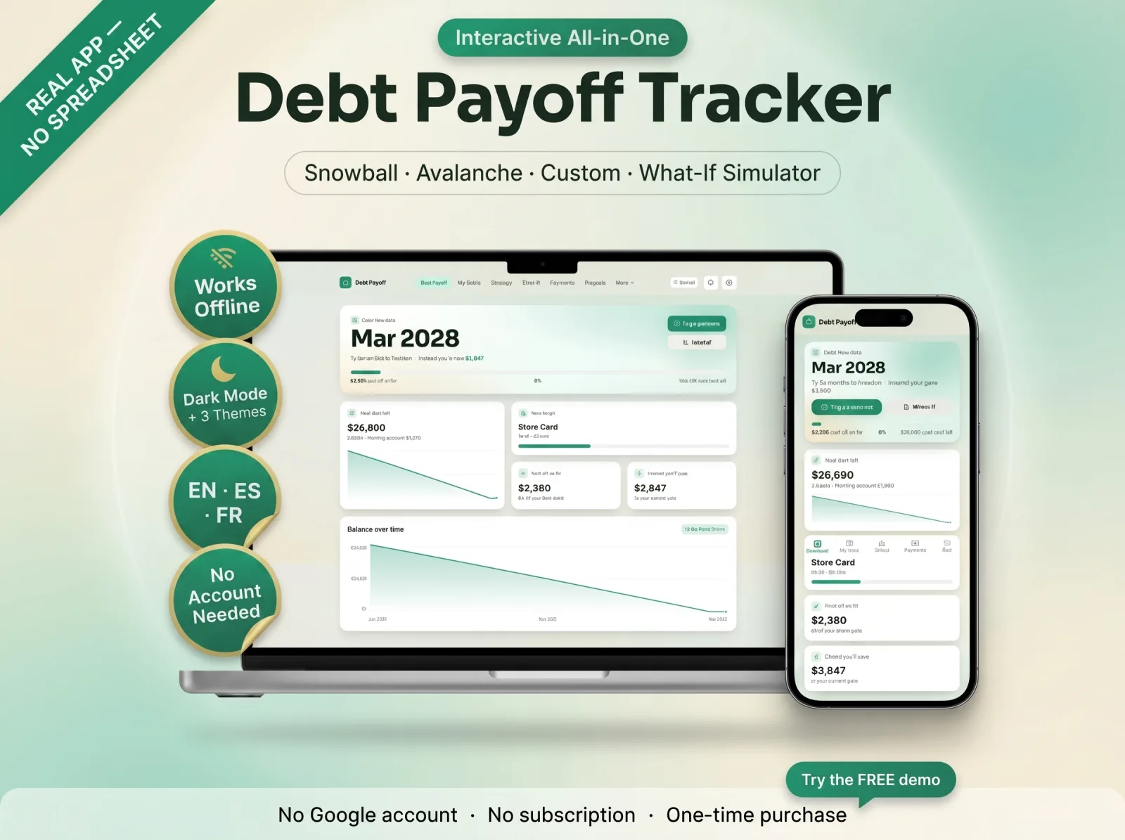 Debt payoff tracker app snowball avalanche no spreadsheet