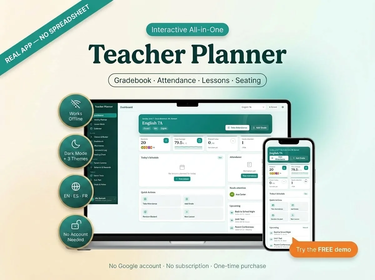 Digital teacher planner app gradebook attendance lesson planner