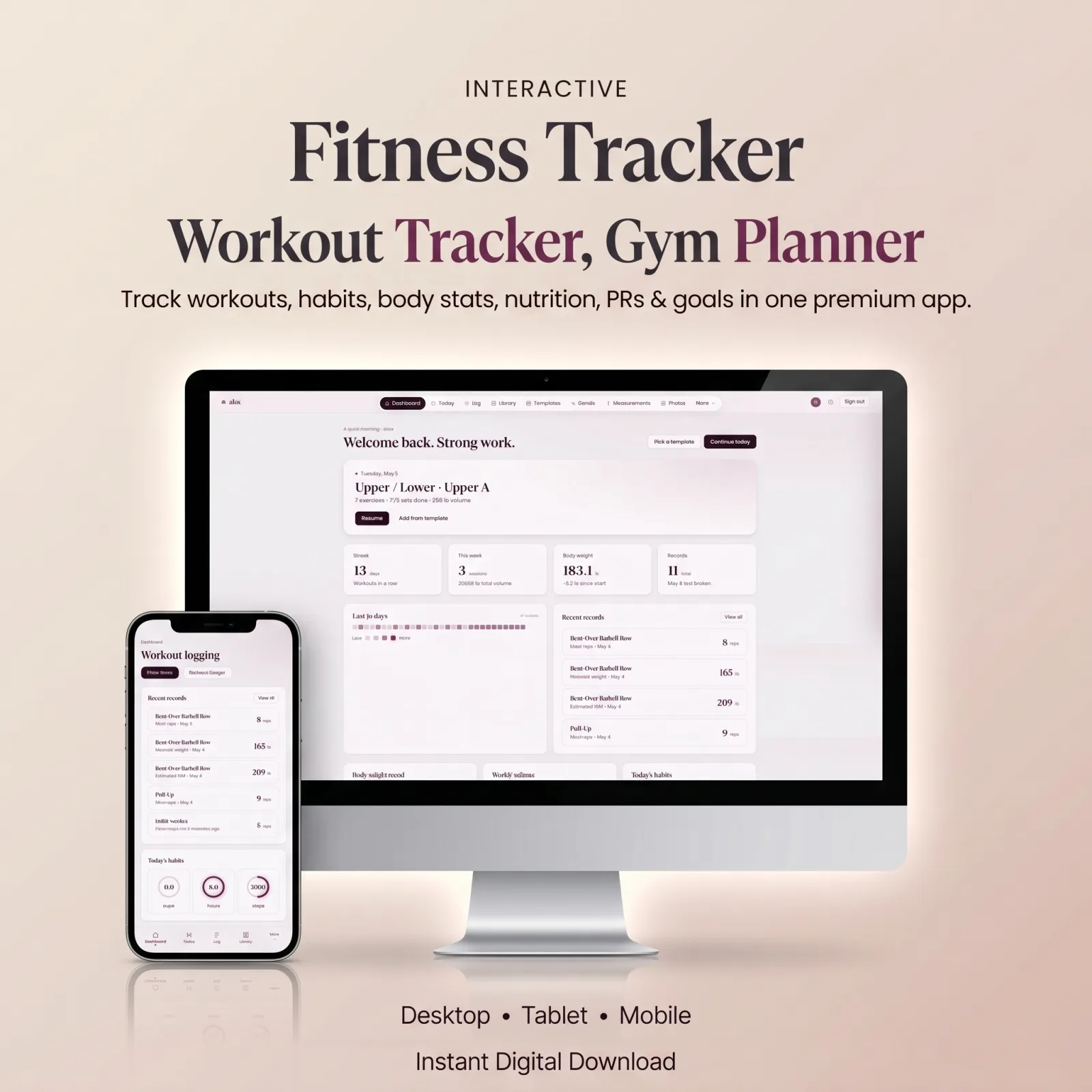 Interactive fitness tracker dashboard app