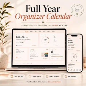 Full year organizer calendar interactive html planner