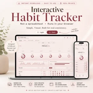 Interactive habit tracker digital planner monthly dashboard private html planner