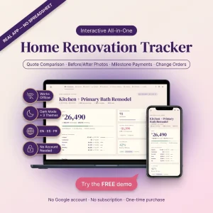 Home renovation tracker interactive budget planner
