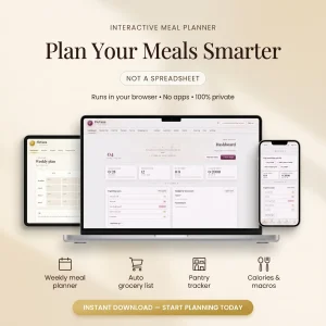 Interactive meal planner dashboard weekly menu grocery tracker