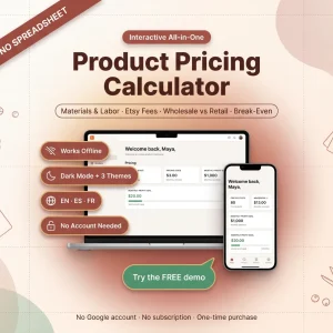 Product pricing calculator handmade sellers app